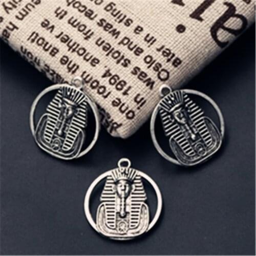 WKOUD 6pcs Silver Color Egypt Pharaoh Glamour Alloy Pendants For Earrings Bracelet DIY Retro Jewellery Handmade Findings A1013