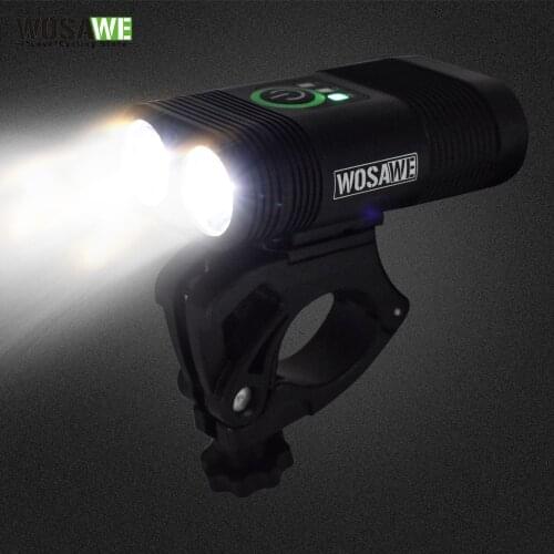 WOSAWE USB 2400 Lumens Bicycle Light IP67 Waterproof Handlebar Cycling Led Light Lithium Battery Flashlight Torch Headlight