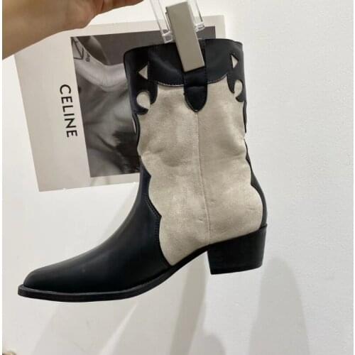 2021 Fashion Women Ankle Boots Chelsea Boots Mixed Color Party Boots Woman Size 35-39 Short Boots Flat Heeled Winter Boots Woman