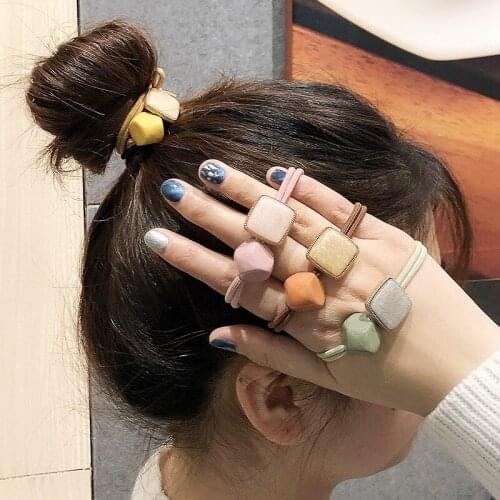 4 pcs Women Fashion Square Elastic Hair Band Hair Accessories For Girls Handmade Hair Tie Head Band Hair Scrunchies Ornaments