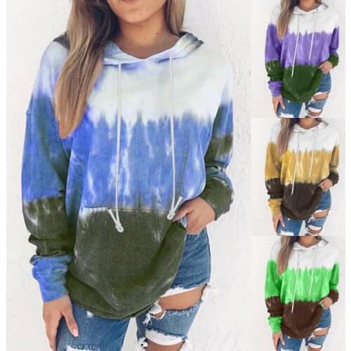 Hoodies Women 3d Tie Dye Landscape Print Sweatshirt Oversized Drawstring Long Sleeve Autumn Streetwear Tops Pullover Moletom