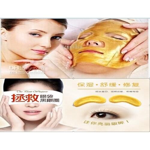 Crystal Collagen Gold Masks (5 face + 20 packs eyes) Women Men Anti-aging patches anti-winkle moisturizing Mascarilla Oro