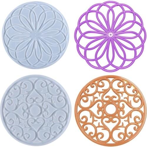 1 Pc Mandala Placemat Epoxy Resin Mold Coaster Cup Mat Casting Silicone Mould DIY Crafts Home Decorations Making Tools