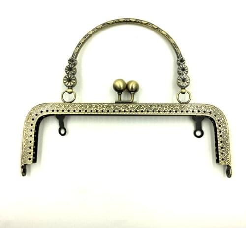 18cm Square Purse Frame Pouch Bag Kiss Clasp Clutch Buckle Lock Handbag Flower Semicircle Handle DIY Hardware Accessories Parts