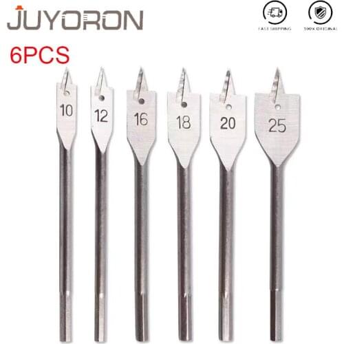 6Pcs Hole Saw Drill Bits Set Hole Opener Wood Drilling Spade Dill Bits Wood Flat Hole Drill Sparta feather drill bit set