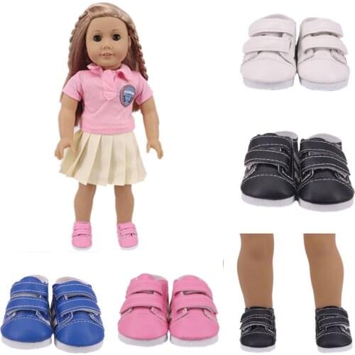 7cm Doll Shoes for 43cm Born Baby Doll PU Leather Sport Shoes Fit for 18 Inch American Doll Shoes Toy Doll Accessories