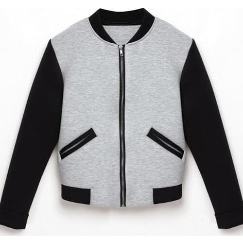 Hot Jacket Women Baseball Jersey Fashion Contrast Short Jacket Casual Loose Large Size Pocket Zipper Front Cardigan Long Sleeve