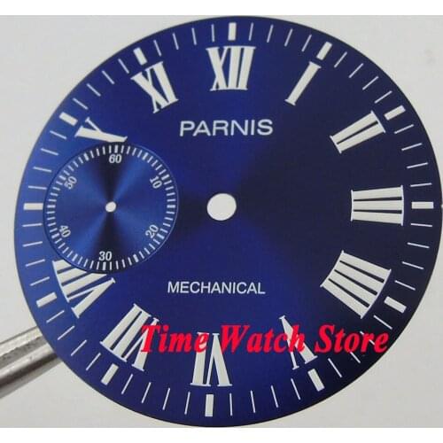 Parnis 38.9mm Royal blue dial white marks Fit for mechanical ETA 6497 Movement watch dial D104
