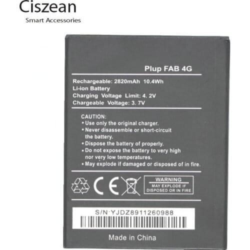 Ciszean 1x 3.7V 2820 mAh Replacement Plub Fab 4G Battery For Wiko PLUB FAB4G Batterie Bateria Baterij Cell Phone Batteries