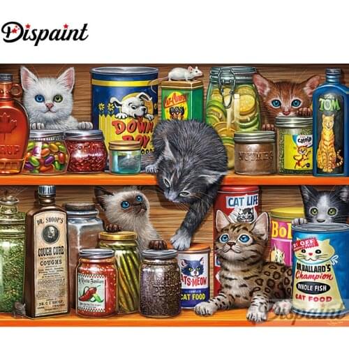 Dispaint Diamond Painting"Animal cat landscape"DIY 5D Diamond Embroidery Sale Full Set Rhinestone Cross Stitch Home Decor A27778
