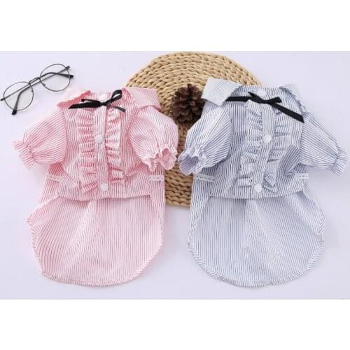 Spring Summer Dog Clothes for Small Medium Dogs Cats Cotton Striped Pet Puppy Chihuahua Clothing Pug Yorkshire T-Shirt Shirts