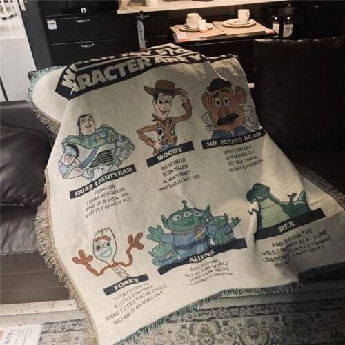Disney Toy Story Sofa Hanging Tapestry Decorative Line Blanket Throw Knit Crochet Soft Blankets Nap Leisure Shawl Blanket Gifts