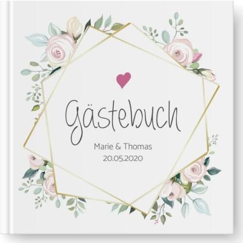 Guest Book Wedding Personalized with Name and Date Roses Wedding Guest Book photo abulm