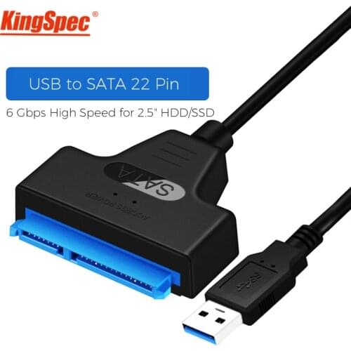Kingspec SATA3 Cable Sata to USB 3.0 Adapter Up to 6 Gbps Support for 2.5 Inch External SSD HDD Hard Drive 22 Pin Sata III Cable