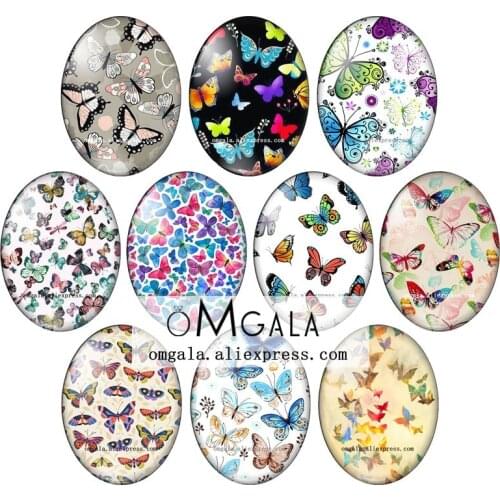 Beautiful Watercolor Butterfly Art Paintings 13x18mm/18x25mm/30x40mm Oval photo glass cabochon flat back Making findings