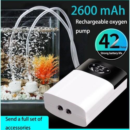 Oxygen Pump Practical USB Charging Portable Exhaust Air Stone Ultra Silent Air Compressor Fish Tank Aquarium Dual-Purpose