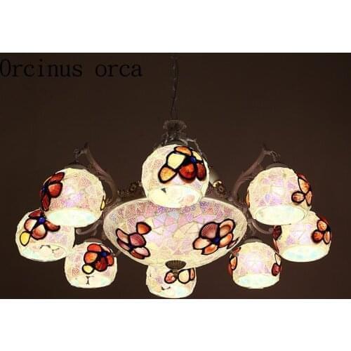 Continental Mediterranean living room chandelier natural shell lamp bedroom dining room atmosphere Creative Art Chandelier