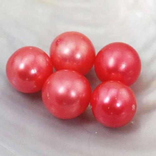 10pcs Watermelon Red Round Oysters Pearls 100% Akoya Oysters Pearls 7-8MM Quality Round Cultured Freshwater Pearls Gift FP210