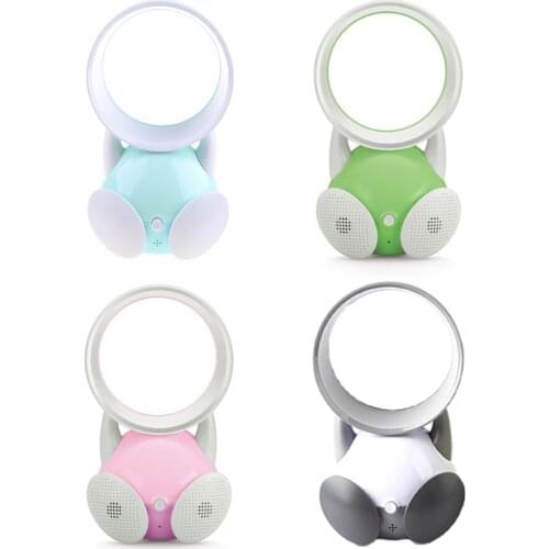 Cute Cartoon Bladeless Quiet Mini Fan Portable Desktop Air Coolers USB Charging N0PF