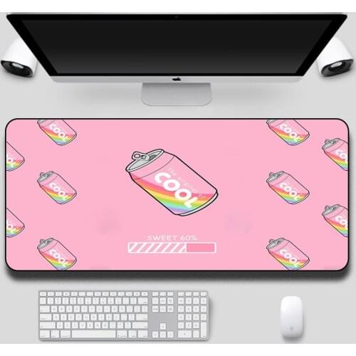 Kawaii Mouse Pad Pink Girl Heart Cute Cola Gamer Notebook Gaming Accessories Office Gaming Desk Keyboard Carpet Mat Mousepad XXL