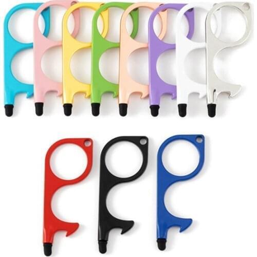 Multifunctional Antimicrobial Key Chain Door Opener Beer Trigger Touch Screen Key Chains Open Door Key Press Elevator Tool