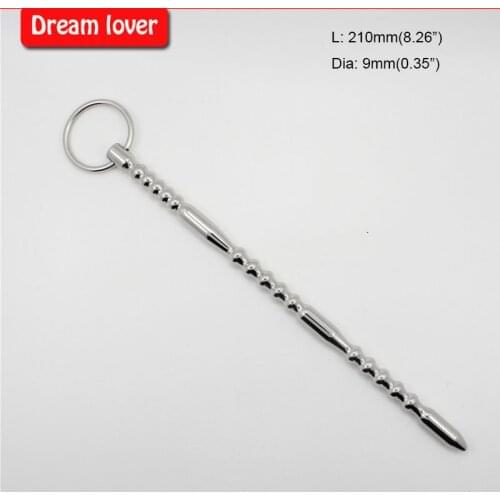 Male Metal Solid Urinary Plug, Long Urethral Sounds Penis Catheters Beads Prince Wand Gay Fetish Sex Toys Adult Products 636