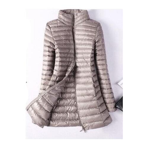 Autumn Winter Plus Size L-4XL Women Down Jackets Ultra Light Duck Down Coat Long Puffer Jacket Slim Black Parkas N102171