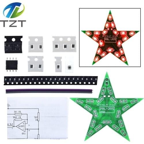 Students Training DIY Kit Five-Pointed Star Breathing Light Gradient LED Light for Christmas Soldering Training Red Green Blue