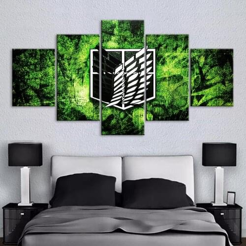 Wall Art HD Prints Attack on Titan Badge Poster Home Decoration Black Canvas Painting For Bedroom Modular Anime Pictures Framed