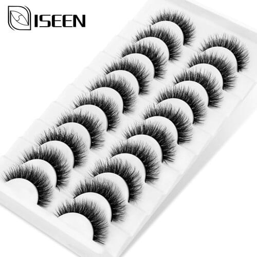 ISEEN 3D Natural Long False Eyelashes Dramatic Volume Fake Lashes Eyelash Makeup Extension Faux Mink Eyelashes For Beauty