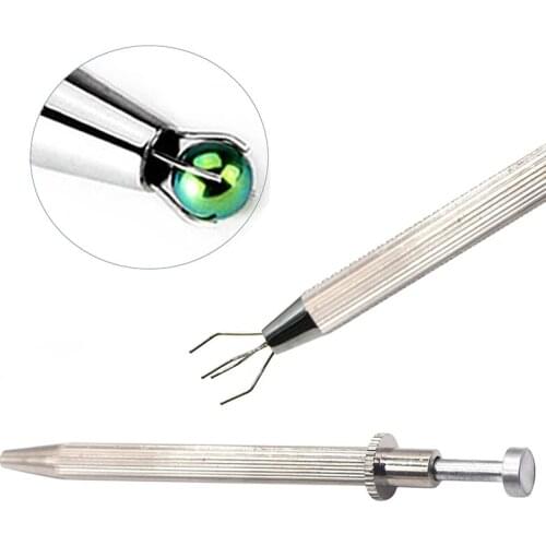 Stainless Steel Push-In Syringe Type Quad Prong Small Bead Holder Grab Ball DIY Body Piercing Tool