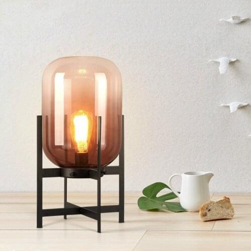 Nordic led desk lamp modern minimalist home desktop study lighting novelty glass bedroom bedside table lamp