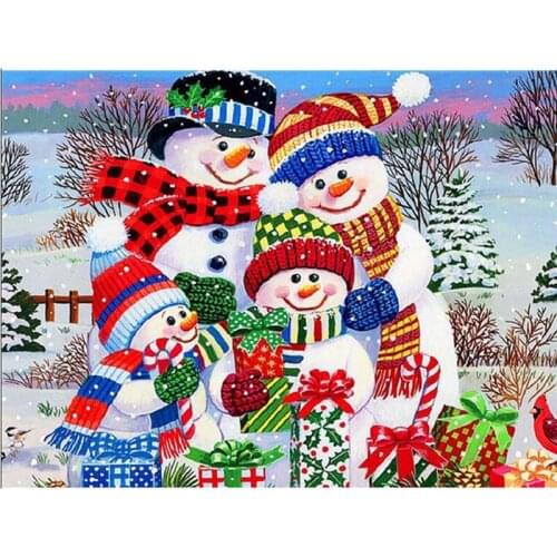 New 5D Diamond Embroidery Christmas Snowman Cross Stitch Diamond Painting Landscape Winter Handicraft Rhinestone Kit Home Decor