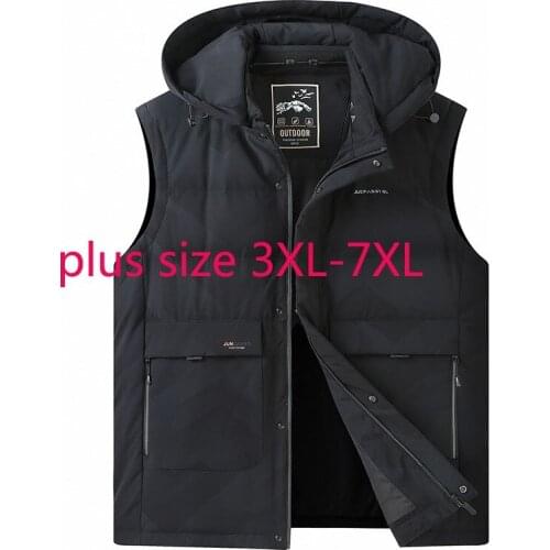 New Arrival Fashion Super Large Autumn Winter Men Stand Collar Vest Casual Sleeveless Thick White Duck Down Plus Size 3XL-6XL7XL