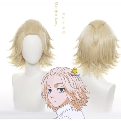 Anime Tokyo Revengers Manjirou Sano Mikey Short Blonde Wig Heat Resistant Synthetic Hair Men Women Light Golden Cosplay Wig