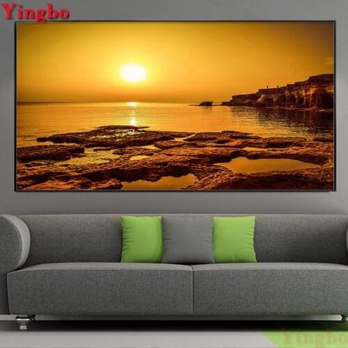 Full Drill Square/Round Diamond Painting Beach Sunset Landscape Rhinestones Mosaic Diamond Embroidery Beads Cross Stitch Kits