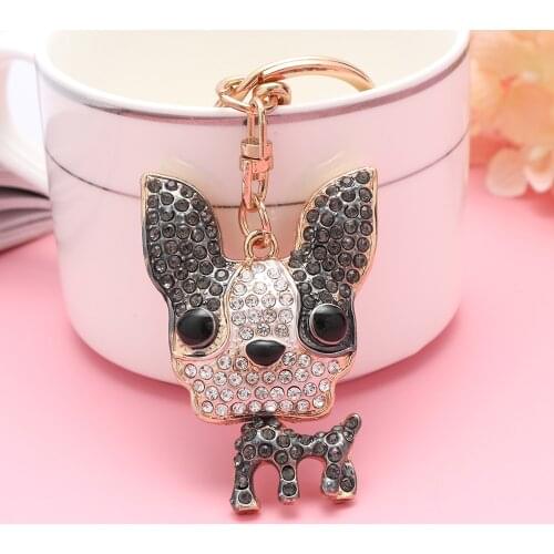 Hot Crystal Little Dog Car Key Chain Metal Varied Keychain Puppy Fashion Bag Charm Accessories Decorative Alloy Keyring Gifts