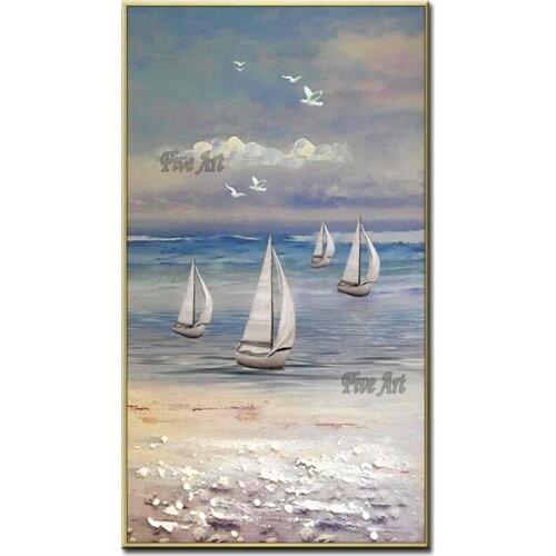 Latest Abstract Wall Decor Art 100% Hand-painted Sailing Boat Ship Picture Oil Painting Canvas Unframed Wall Art Free Shipping