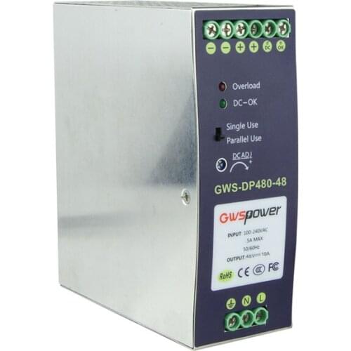 Din Rail 480W single output industrial power supply 48V for PoE switch