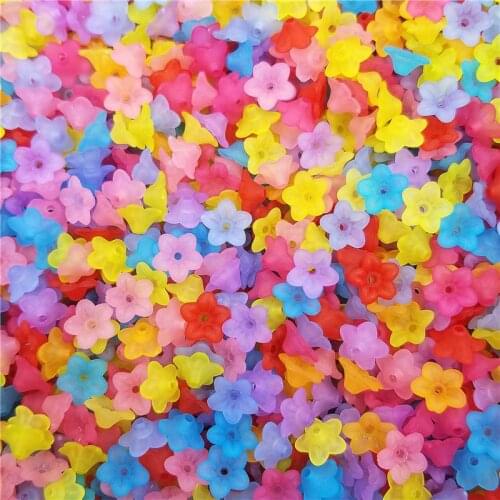 200PCS 9x4mm Fashion Transparent Frosted Small Morning Gory Flower Acrylic Beads Caps DIY Accessories Jewelry Making Wholesale