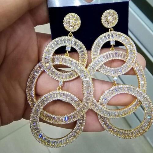 Luxury Handmade Noble Luxury Noble Big Trendy original Pendant Earrings for Women Bridal Wedding Party Show Earring Jewelry