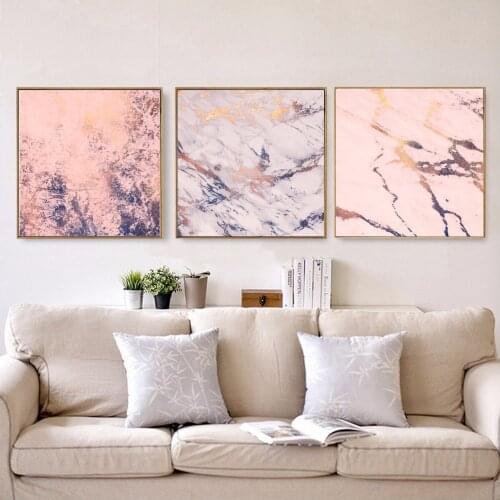 Nordic Pink Gold Marbling Texture Poster Canvas Print Painting Wall Art Living Room Home Decoration