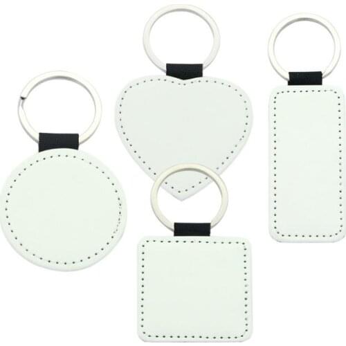 Sublimation key chain blank pu leather keychain hot transfer printing key ring single-sided printed keychain diy strip gifts SN