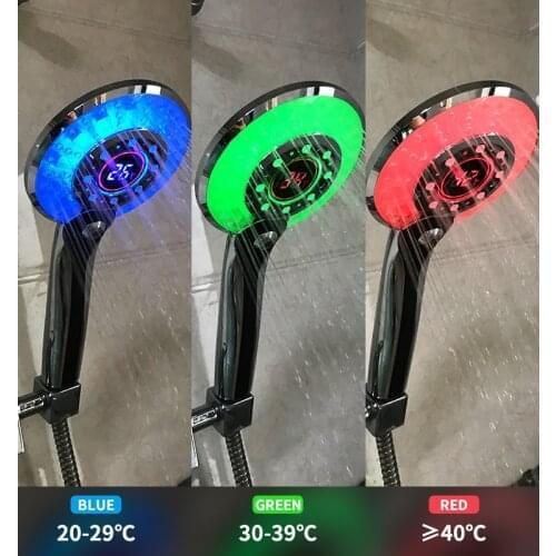 LED Shower Head Digital Temperature Control Shower SprayerWatering can 3 Spraying Mode Water Saving Shower Filter chuveiro