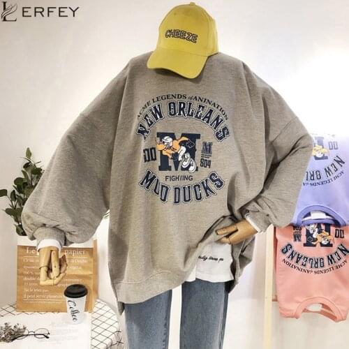 LERFEY Women Sweatshirt Streetwear Letter Print Sweatshirts Autumn Spring ONeck Long Sleeve Pullover Oversized Hoodie Sweatshirt