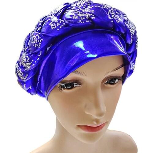2021 Female Turban Caps Cross Ready To Wear Headscarf Bonnet Arab Head Wraps African Women Braid Turbans Auto Gele Headties
