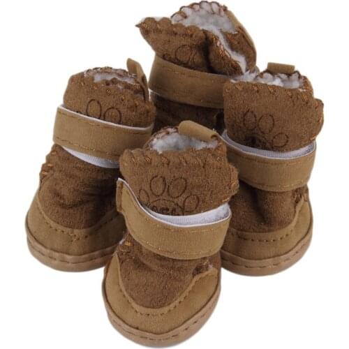 Pink & Khaki Comfortable Stylish Pet Dog Shoes Snow Boots Child Teddy Cotton Flax small dog shoes Snow Boots Keep Warm