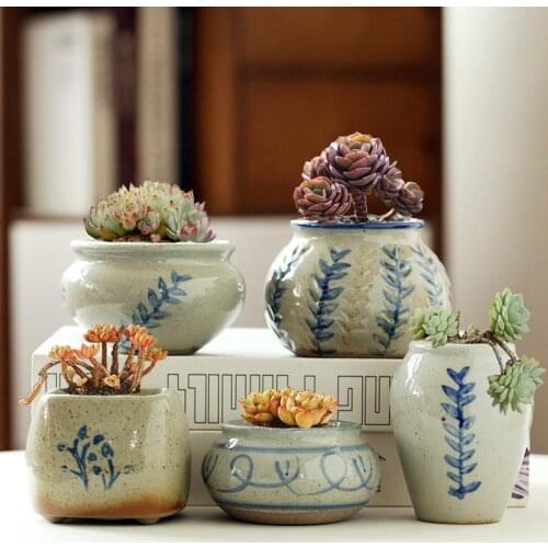 Vintage succulent flower pot Chinese ceramic pot garden accessories Macetas decorativas Plant bonsai pots home decor blumentopf