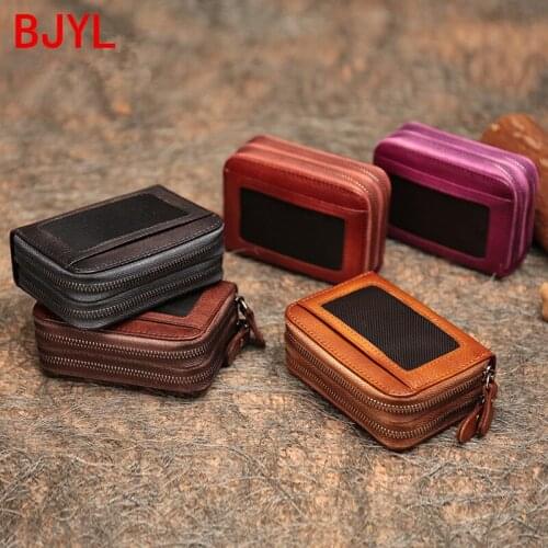 Vintage Leather Mini Coin Purse Women Card Holder Wallet Multi-card Zip Small Coin Purse Female Business Card Holder Purses 2020