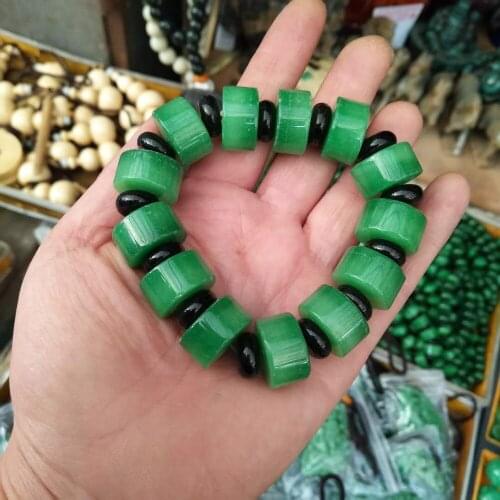 Green jasper abacus bead bracelet with Citroen raw jadeite Emperor green hand Link Road Bracelet